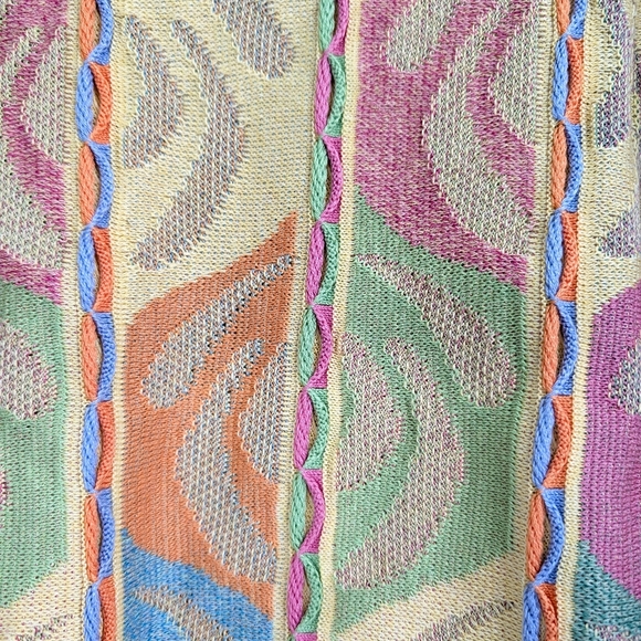 Mens Vintage Sweater Medium Colorful Print 90s style Cotton Blend St. Croix Oggi - Picture 10 of 10